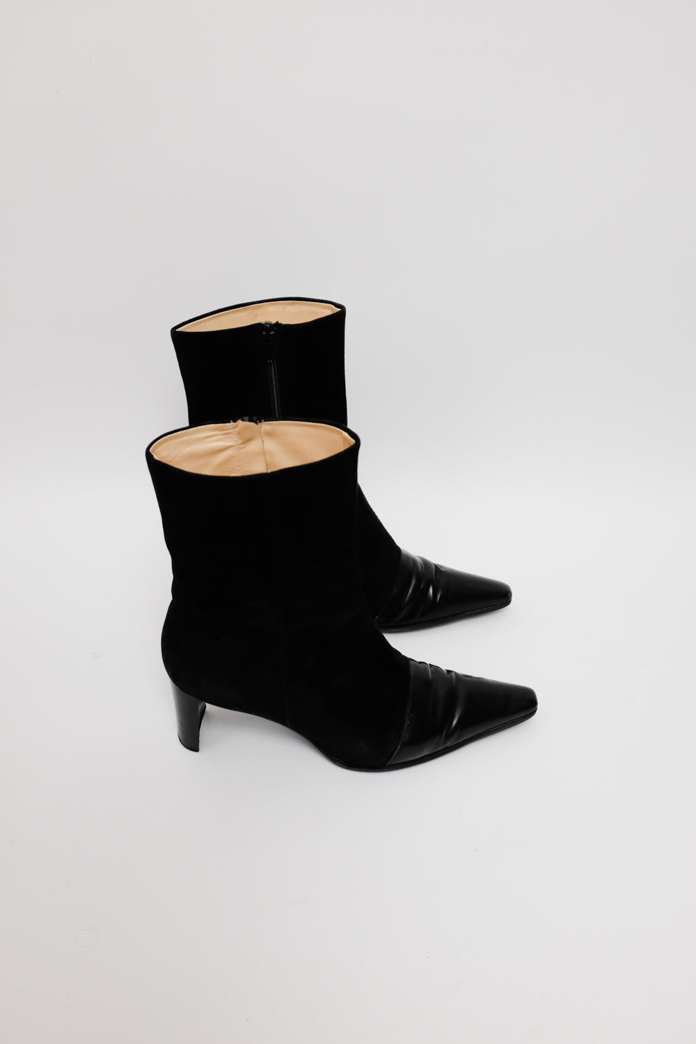 BLACK POINTY SUEDE LEATHER BOOTS 40