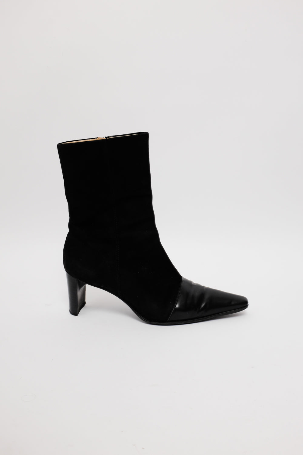 BLACK POINTY SUEDE LEATHER BOOTS 40