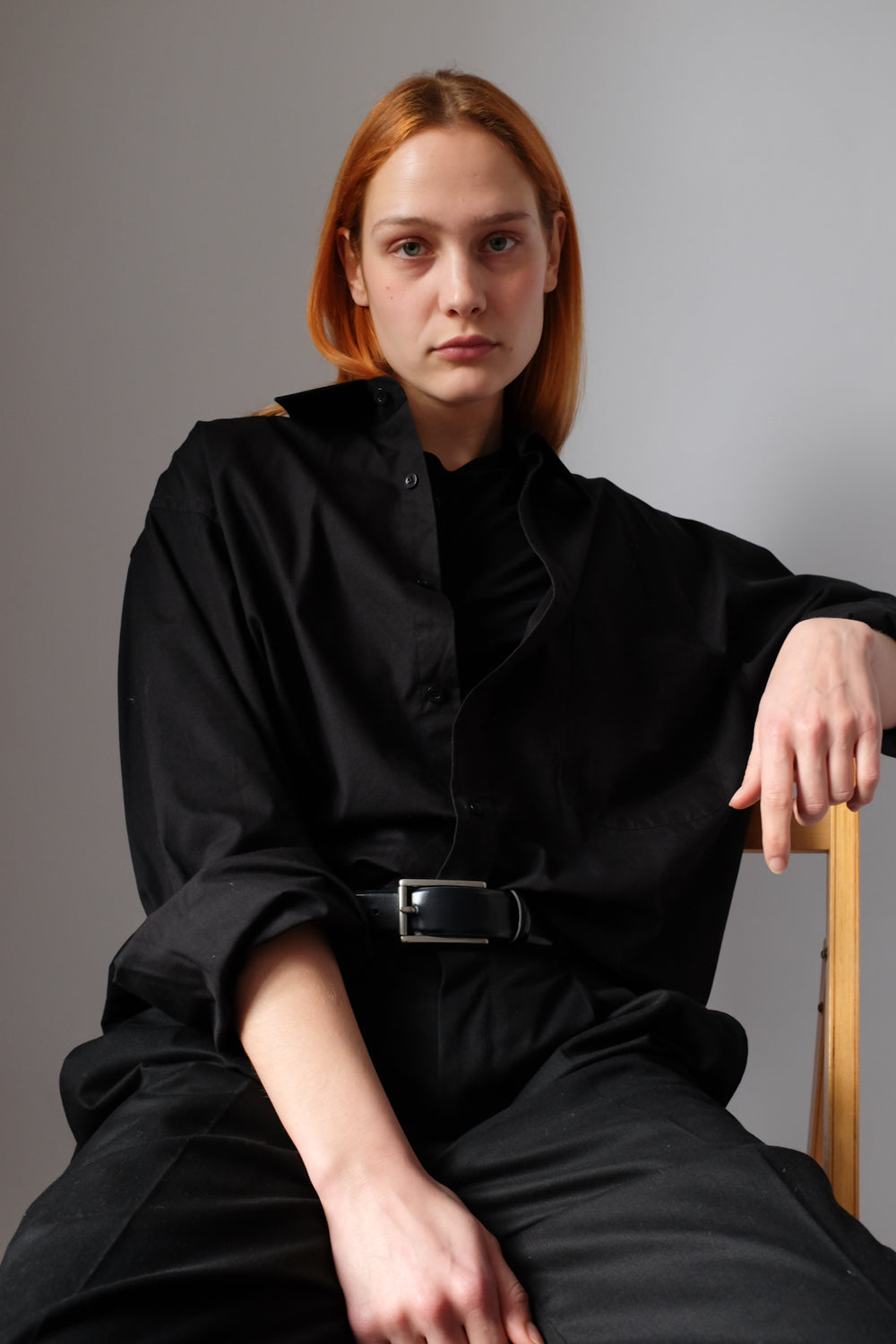 PURE COTTON BLACK CLASSY OVERSIZED SHIRT