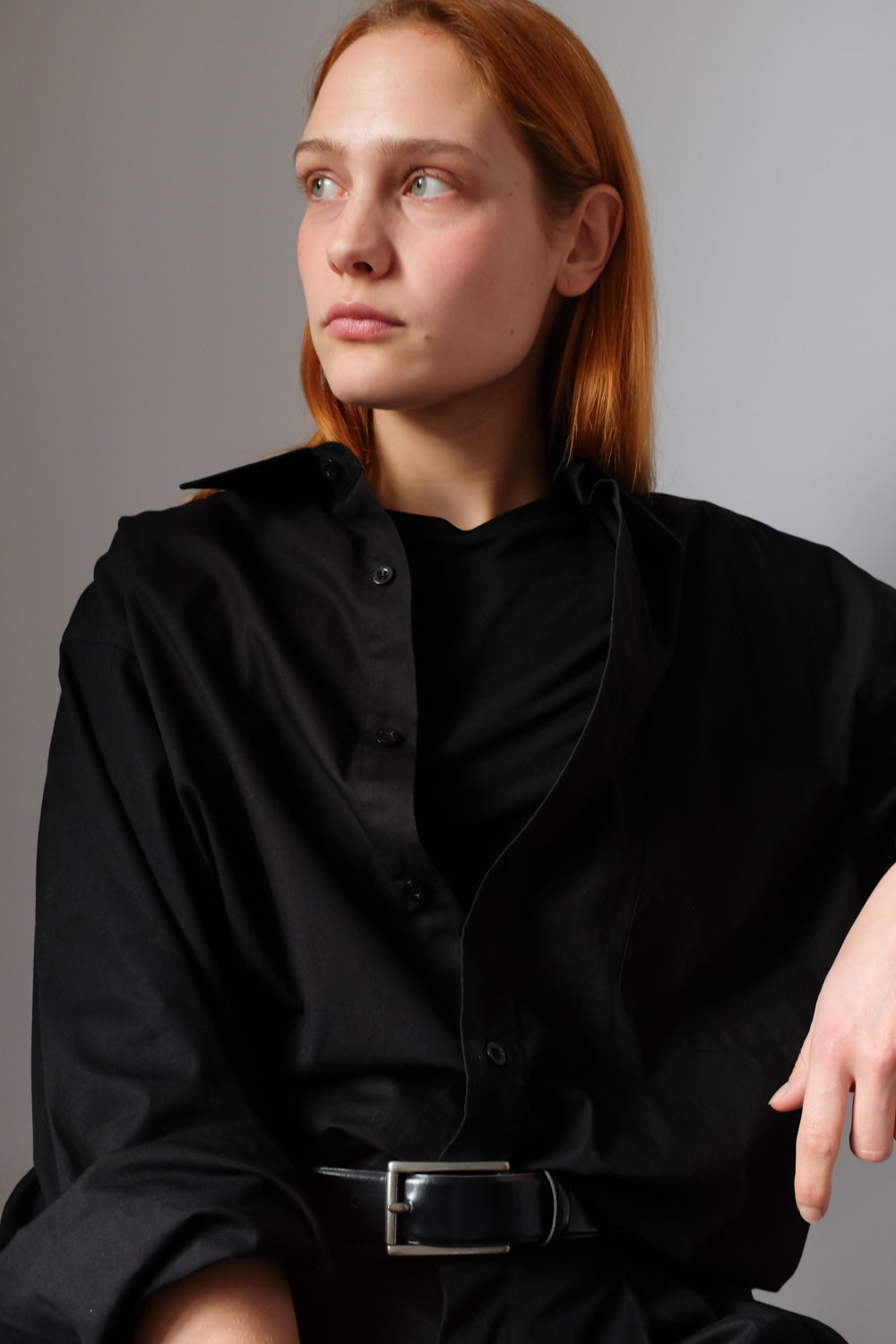 PURE COTTON BLACK CLASSY OVERSIZED SHIRT