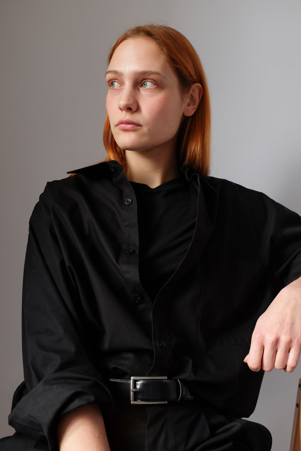 PURE COTTON BLACK CLASSY OVERSIZED SHIRT