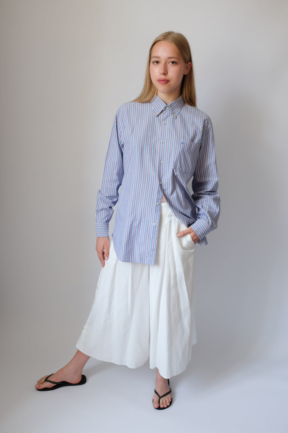 BURBERRY BLUE STRIPED OVERSIZE SHIRT