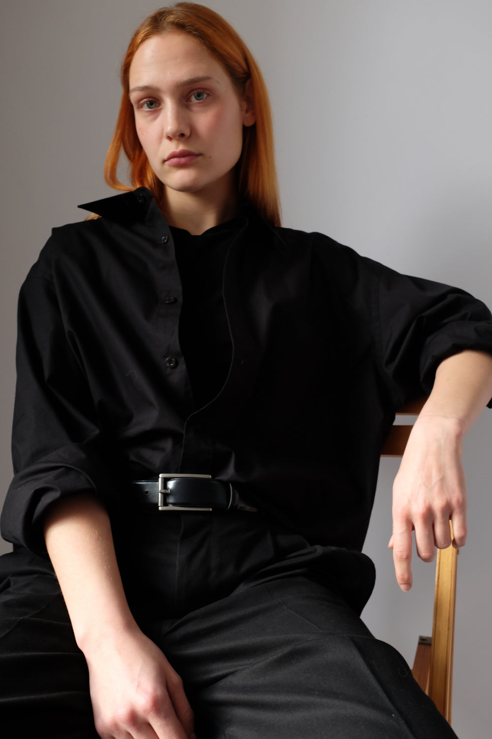 PURE COTTON BLACK CLASSY OVERSIZED SHIRT