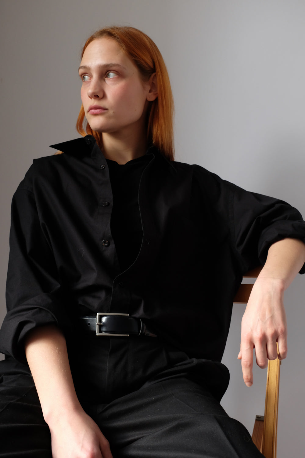 PURE COTTON BLACK CLASSY OVERSIZED SHIRT