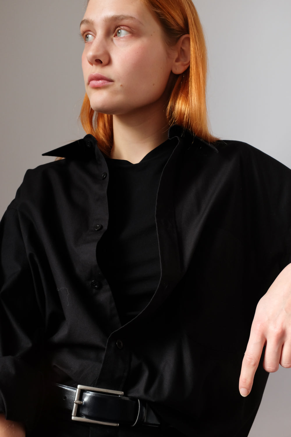 PURE COTTON BLACK CLASSY OVERSIZED SHIRT