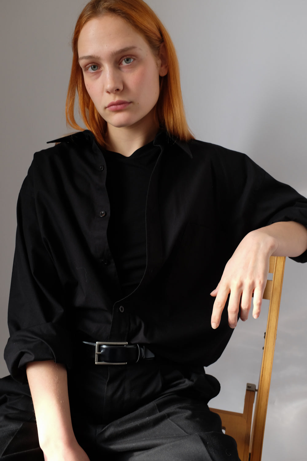 PURE COTTON BLACK CLASSY OVERSIZED SHIRT