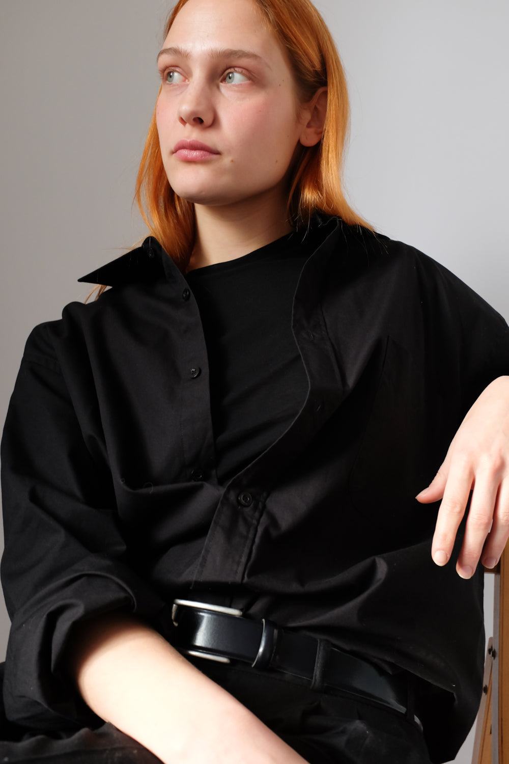 PURE COTTON BLACK CLASSY OVERSIZED SHIRT