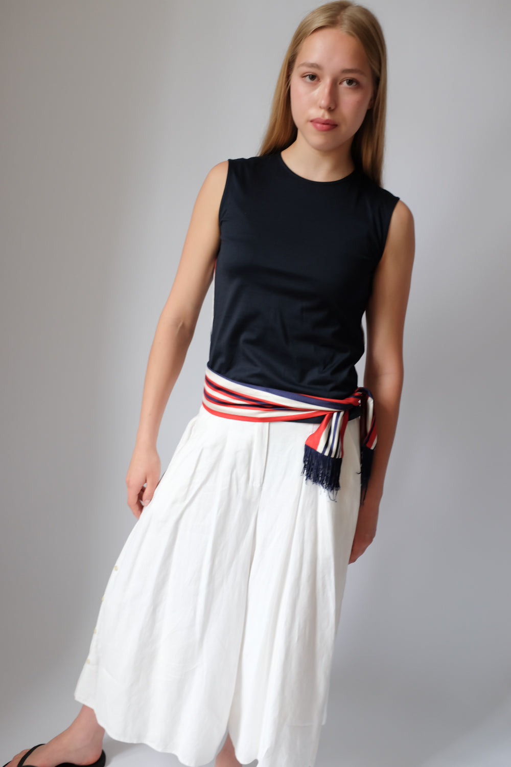 VINTAGE SILKY STRIPED BELT SCARF