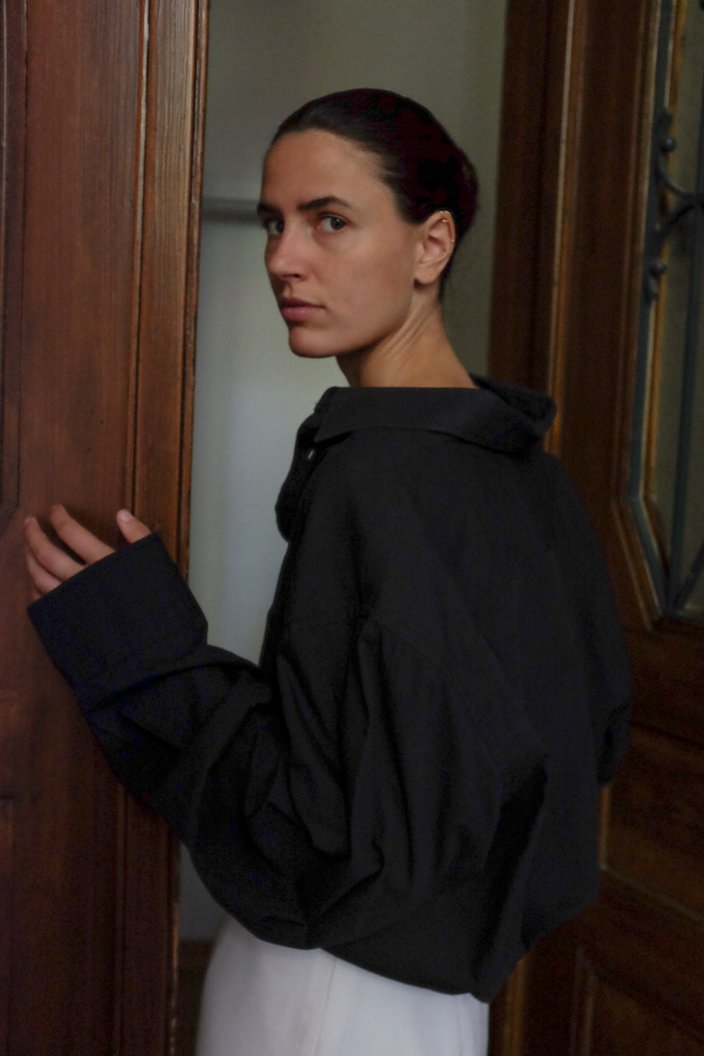 COTTON BLACK OVERSIZE SHIRT