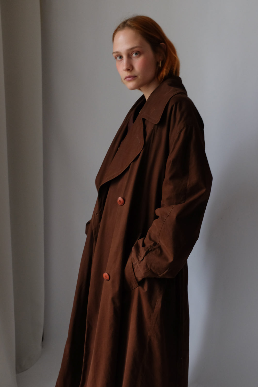 VINTAGE CHOCOLATE TRENCH COAT