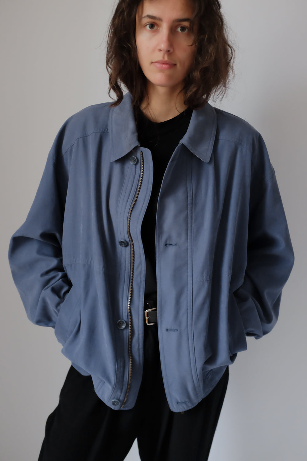 PIGEON BLUE OVERSIZE VINTAGE SUMMER BOMBER