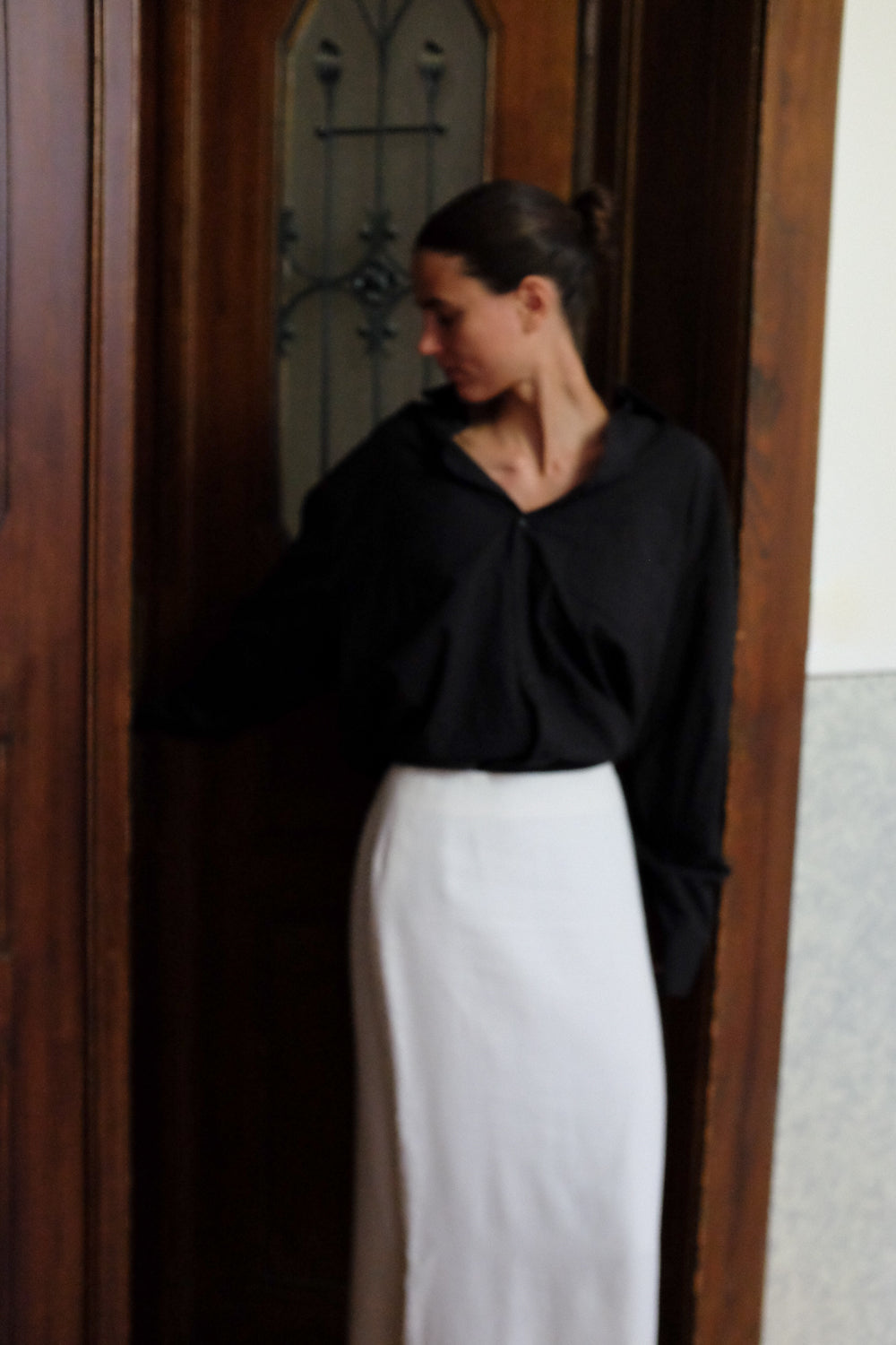 LONG WHITE VINTAGE MAXI LINEN SKIRT