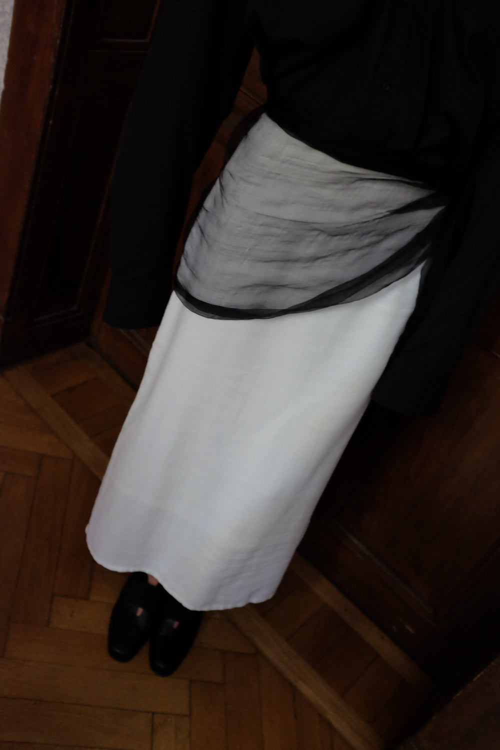 LONG WHITE VINTAGE MAXI LINEN SKIRT