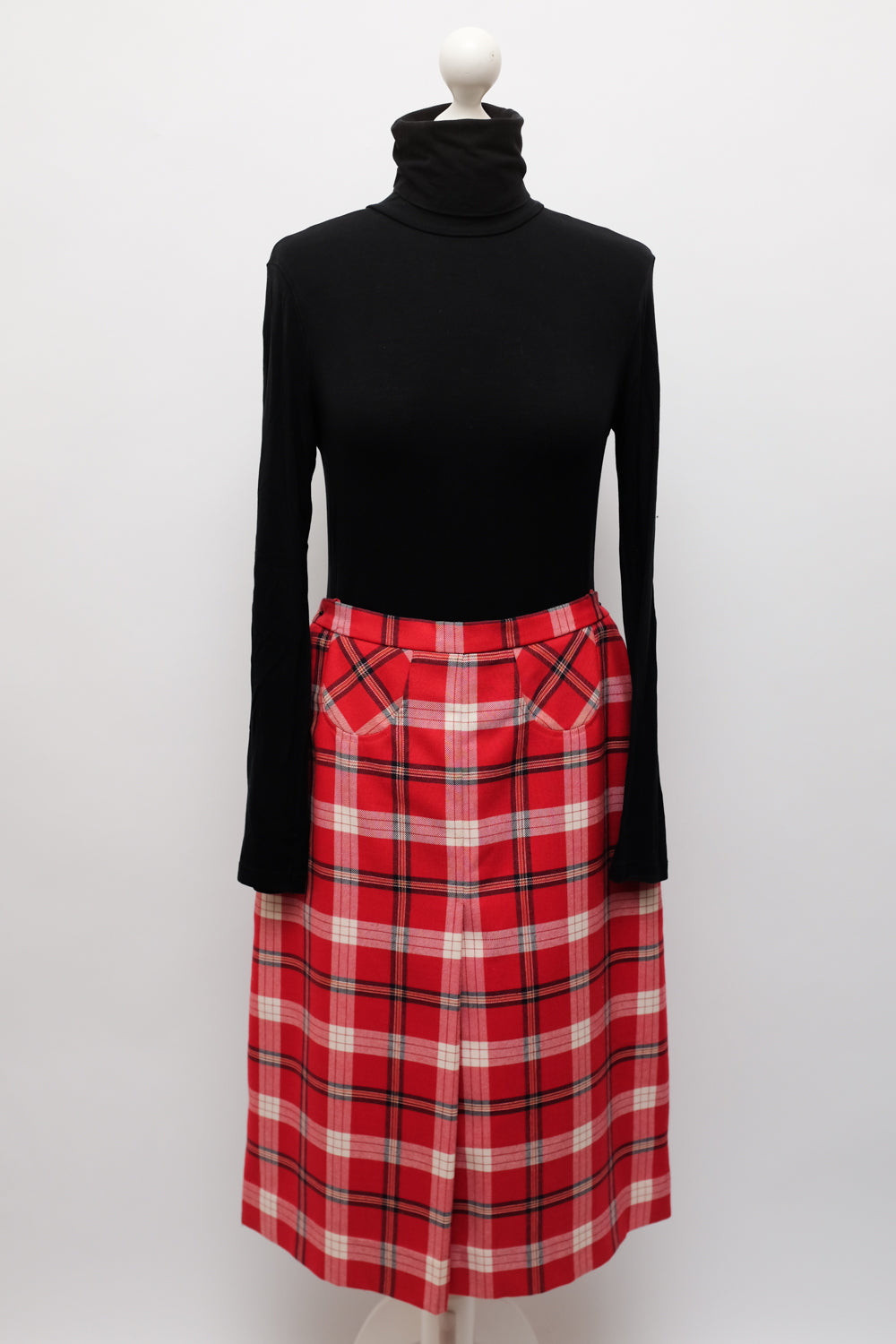 TARTAN WOOL RED VINTAGE SKIRT