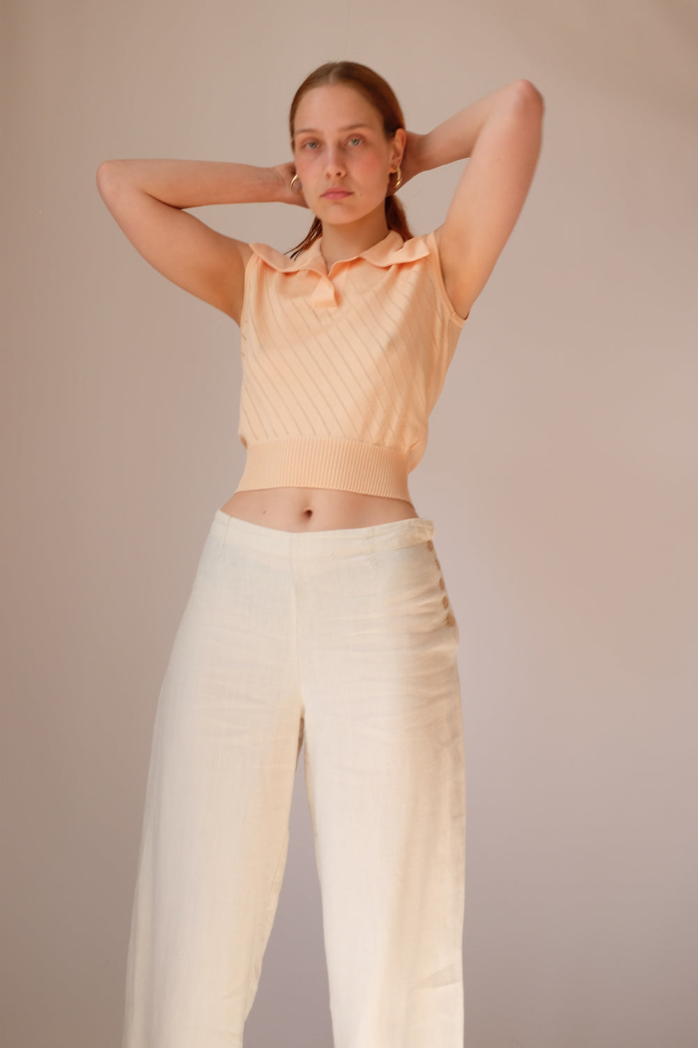 VINTAGE 1950 APRICOT CROP CROCHET TOP