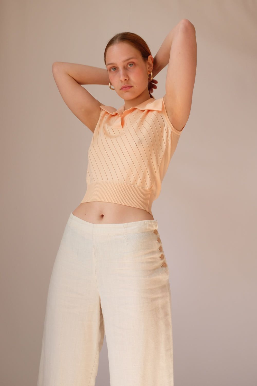 VINTAGE 1950 APRICOT CROP CROCHET TOP