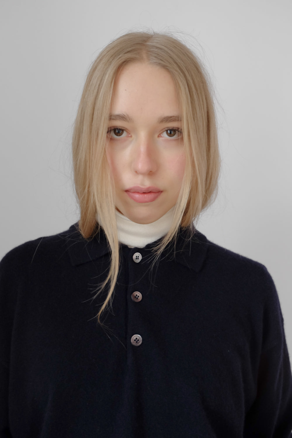 PURE CASHMERE NIGHTLBLUE POLO SWEATER