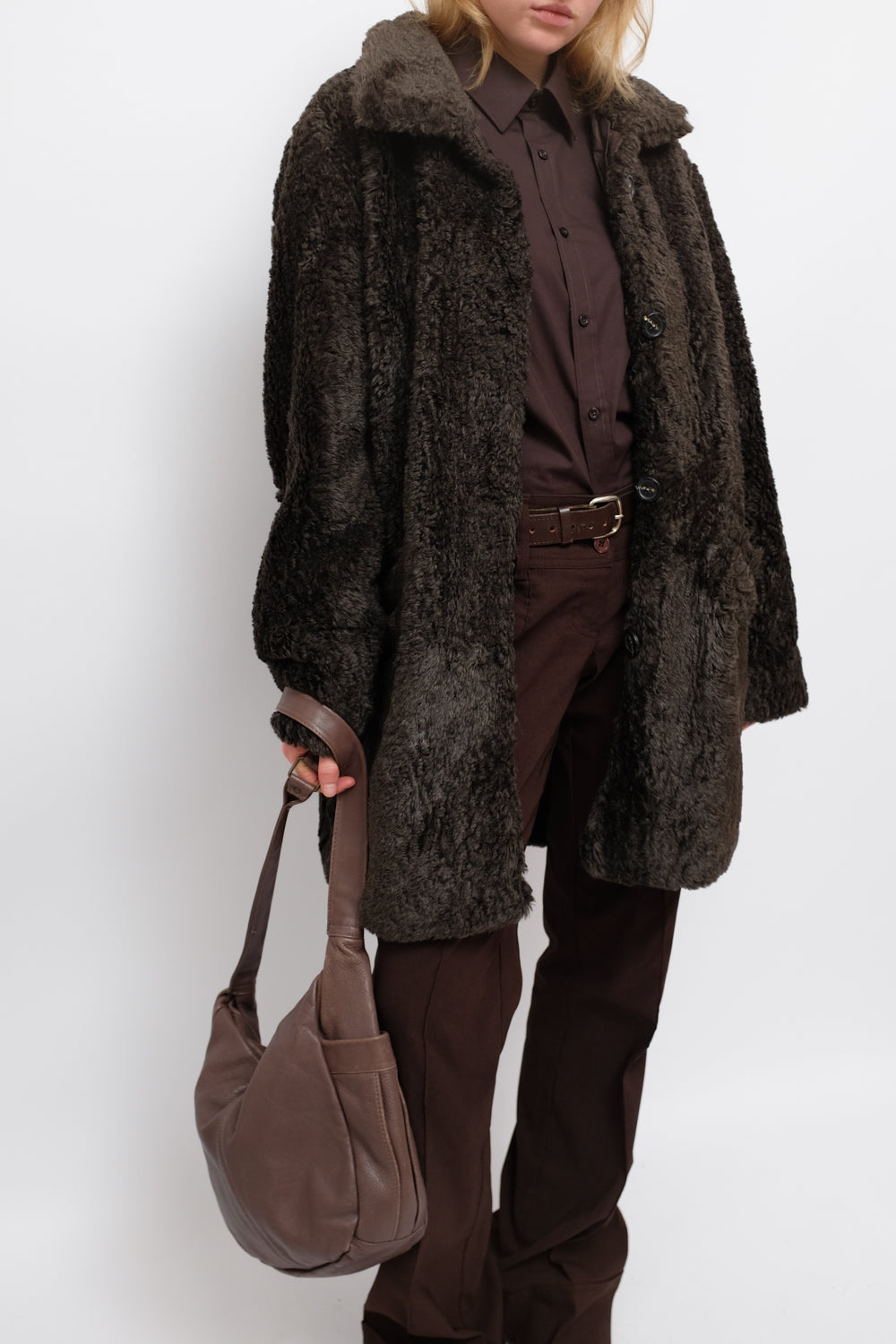 BROWN TEDDY FAUX VINTAGE COAT