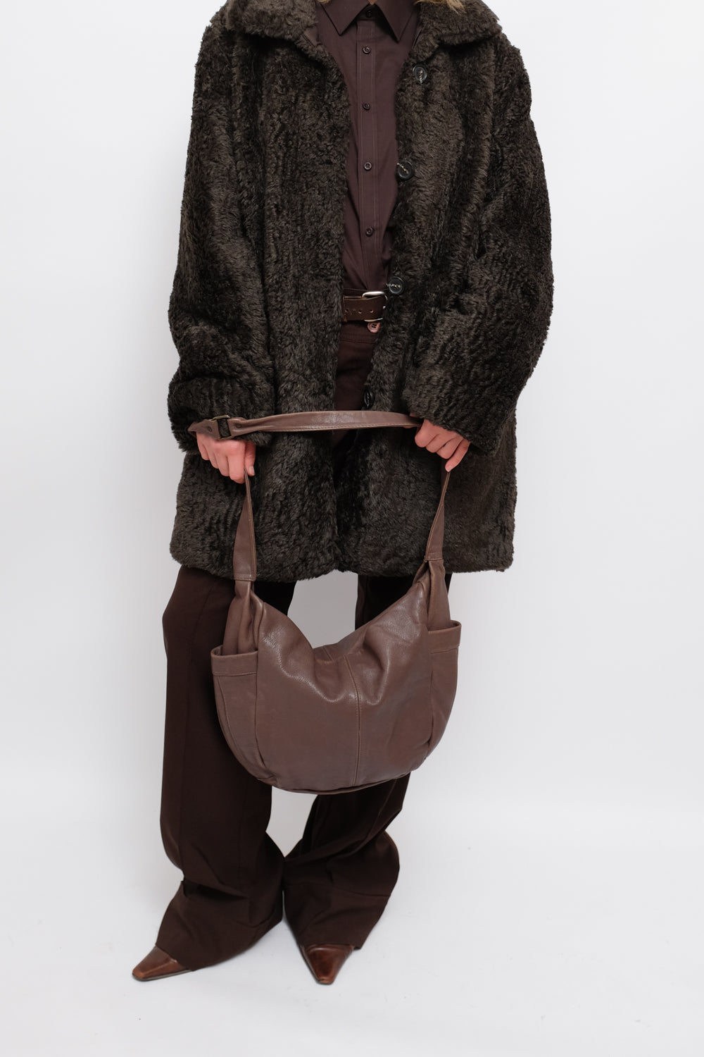 BROWN TEDDY FAUX VINTAGE COAT