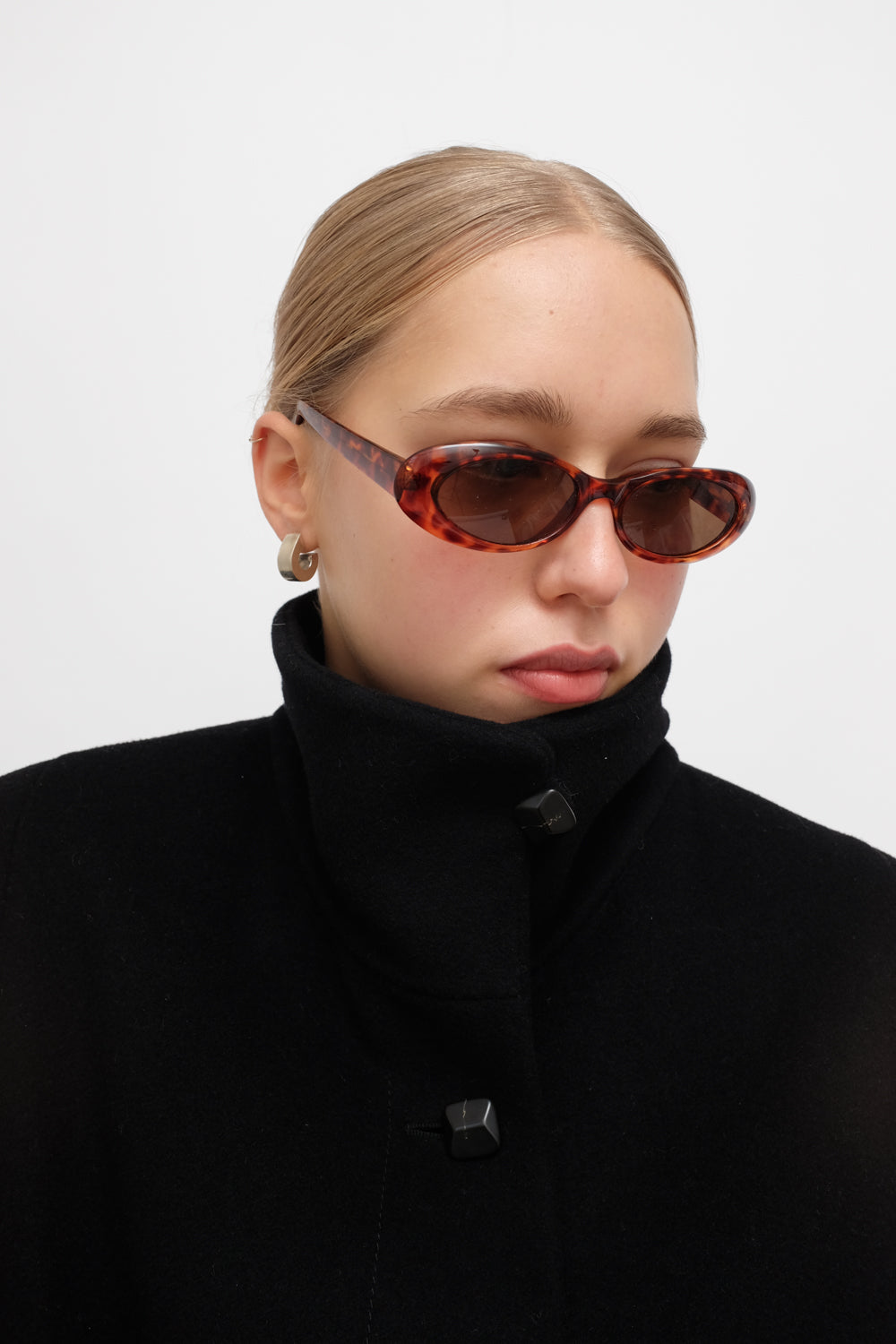 PURE WOOL CASHMERE BLACK HIGH NECK COAT