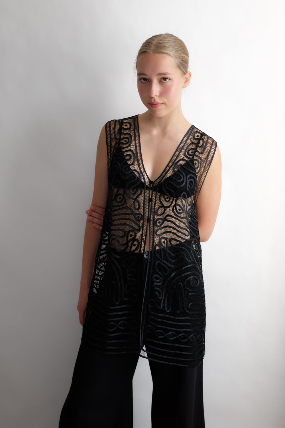 PURE SILK LUCID LACE VINTAGE VEST