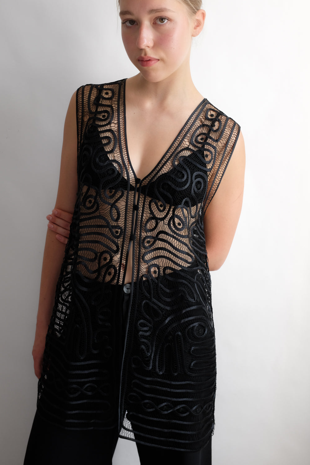 PURE SILK LUCID LACE VINTAGE VEST