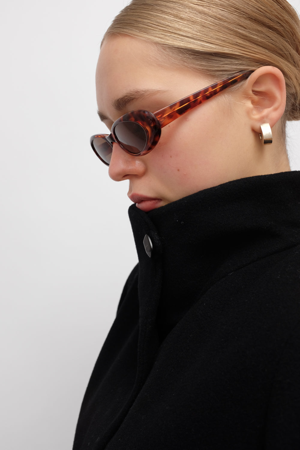 PURE WOOL CASHMERE BLACK HIGH NECK COAT