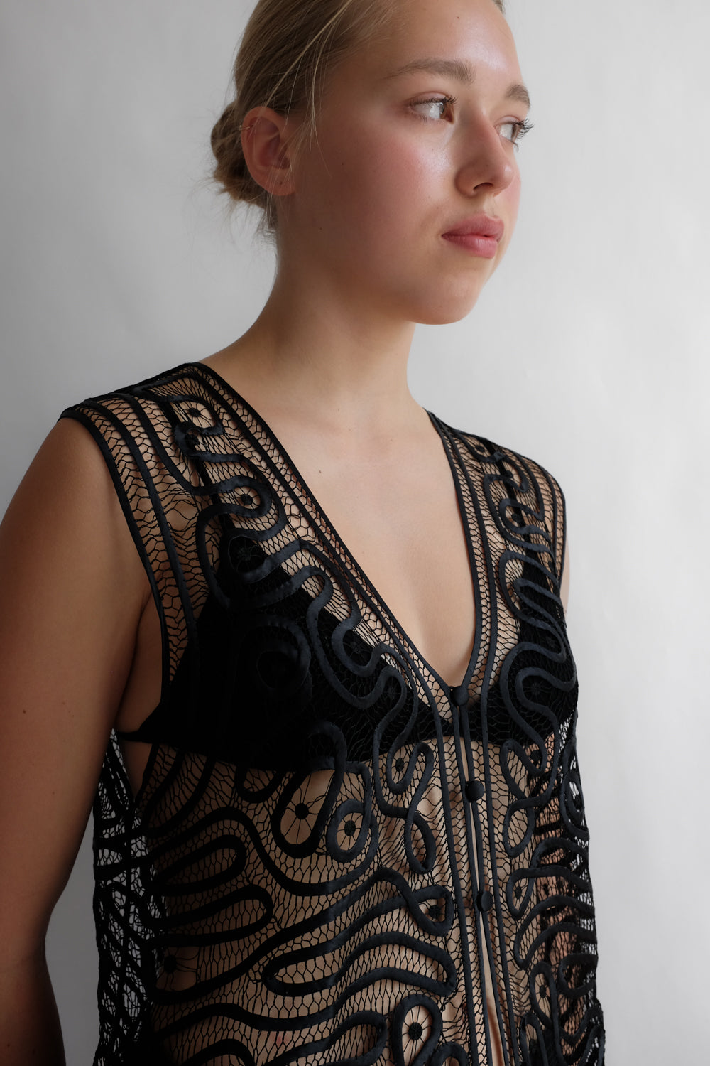 PURE SILK LUCID LACE VINTAGE VEST