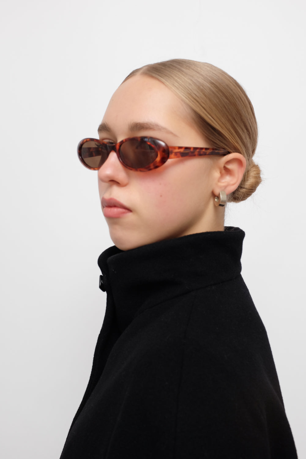 PURE WOOL CASHMERE BLACK HIGH NECK COAT