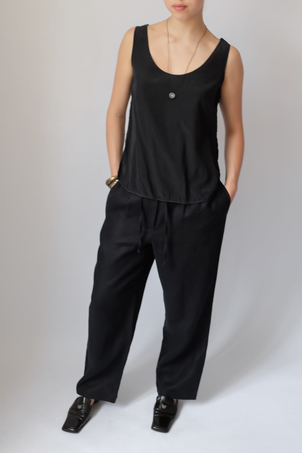 PURE SILK BLACK VINTAGE TANK