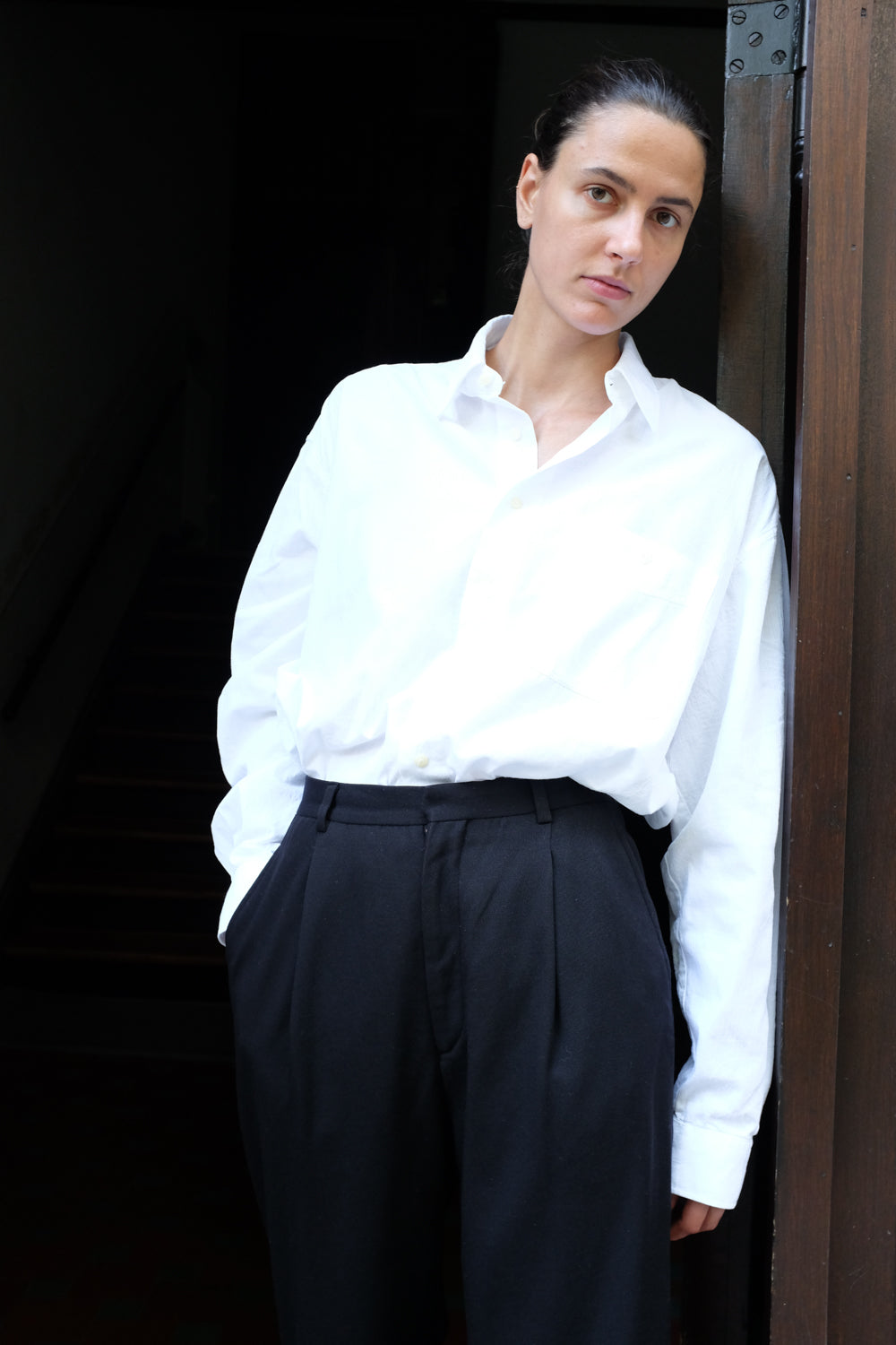 PURE COTTON DETAILS VINTAGE WHITE SHIRT