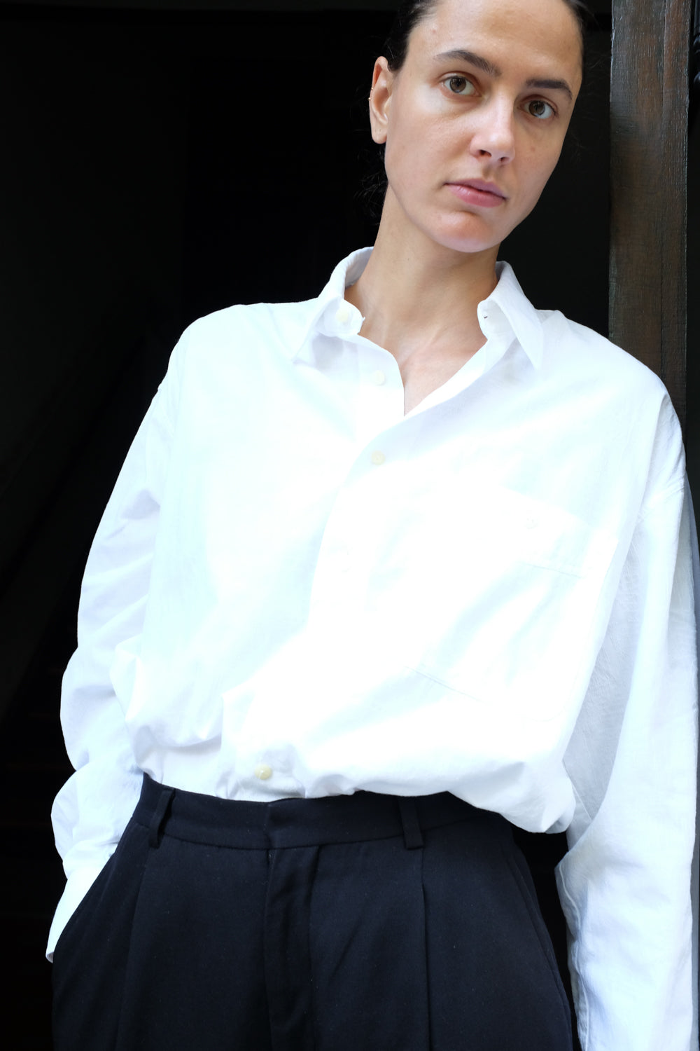 PURE COTTON DETAILS VINTAGE WHITE SHIRT
