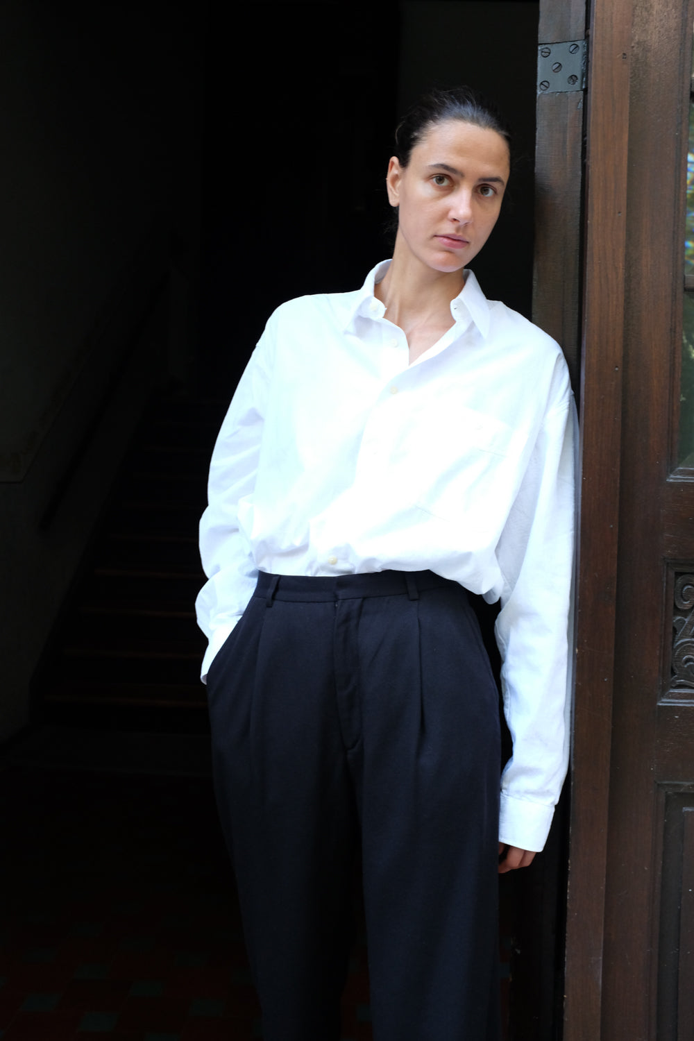PURE COTTON DETAILS VINTAGE WHITE SHIRT
