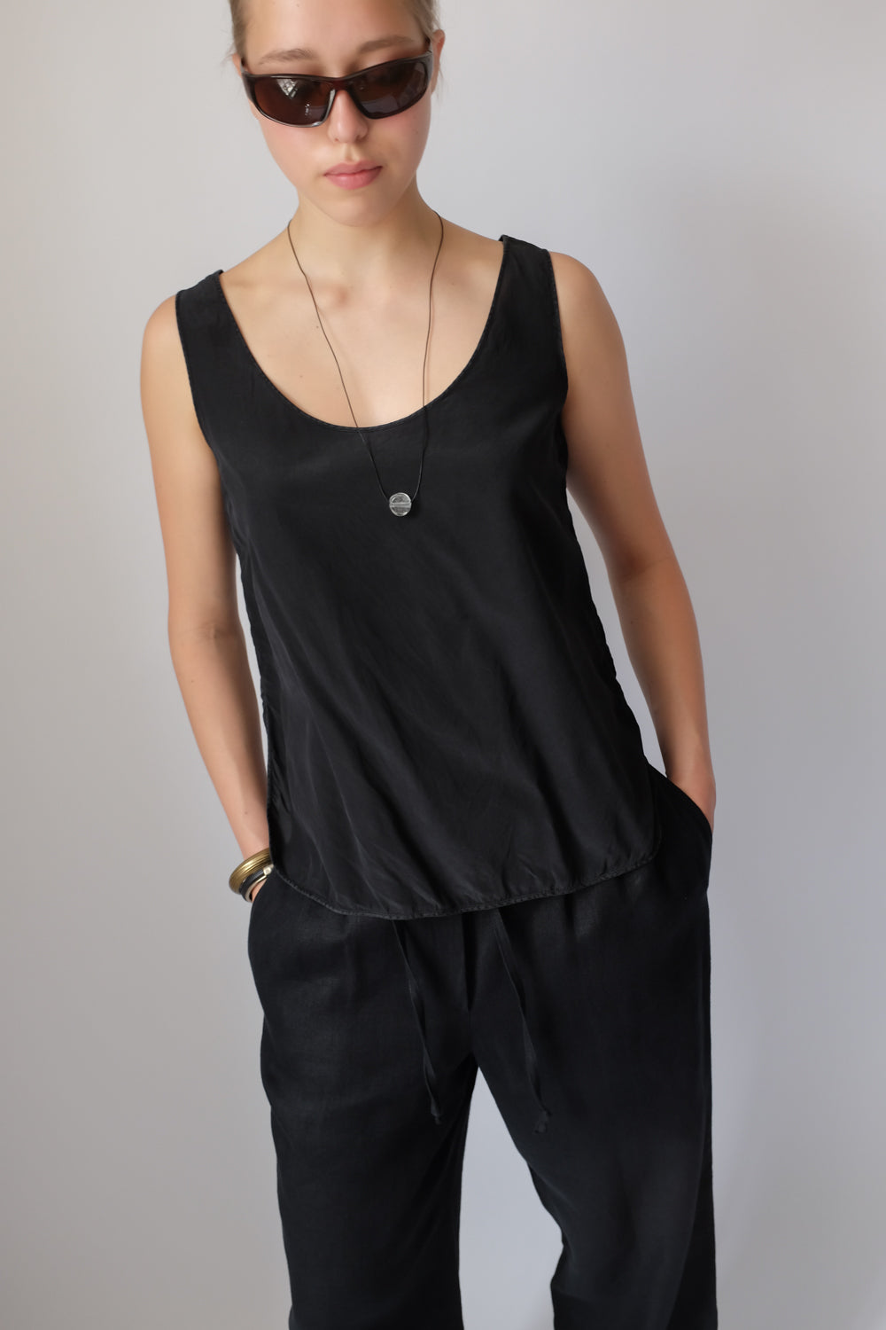 LINEN BLACK WIDE LEG PANTS