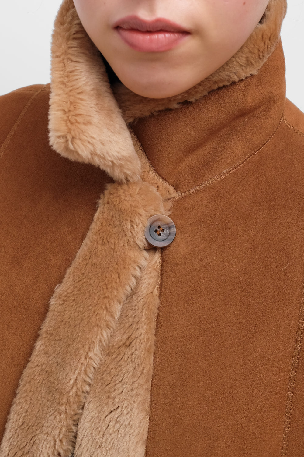 VINTAGE VEGAN SUEDE SHEARLING TEDDY COAT