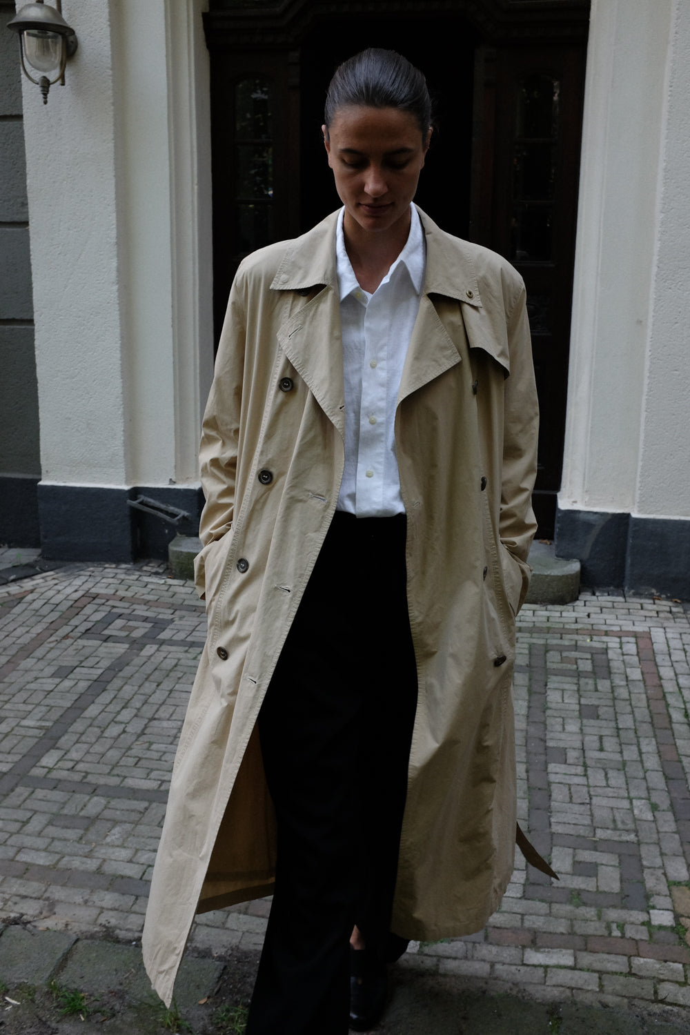 CLASSY COTTON BEIGE VINTAGE TRENCH COAT