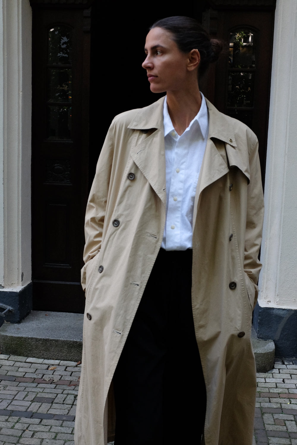 CLASSY COTTON BEIGE VINTAGE TRENCH COAT