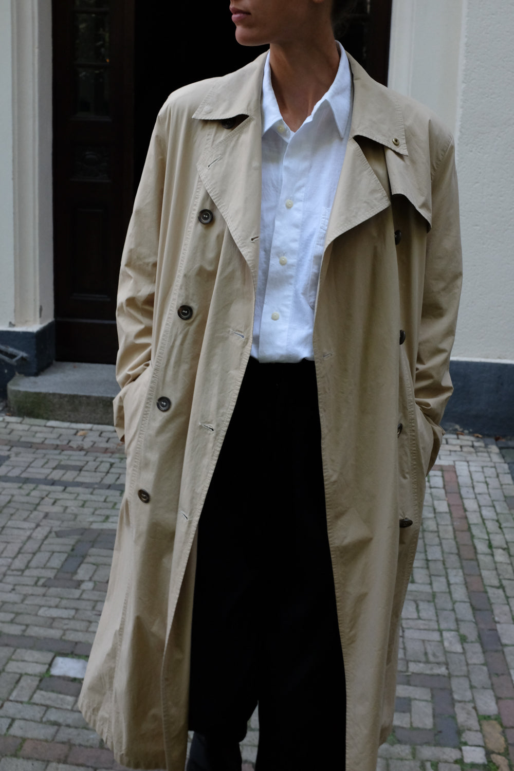 CLASSY COTTON BEIGE VINTAGE TRENCH COAT