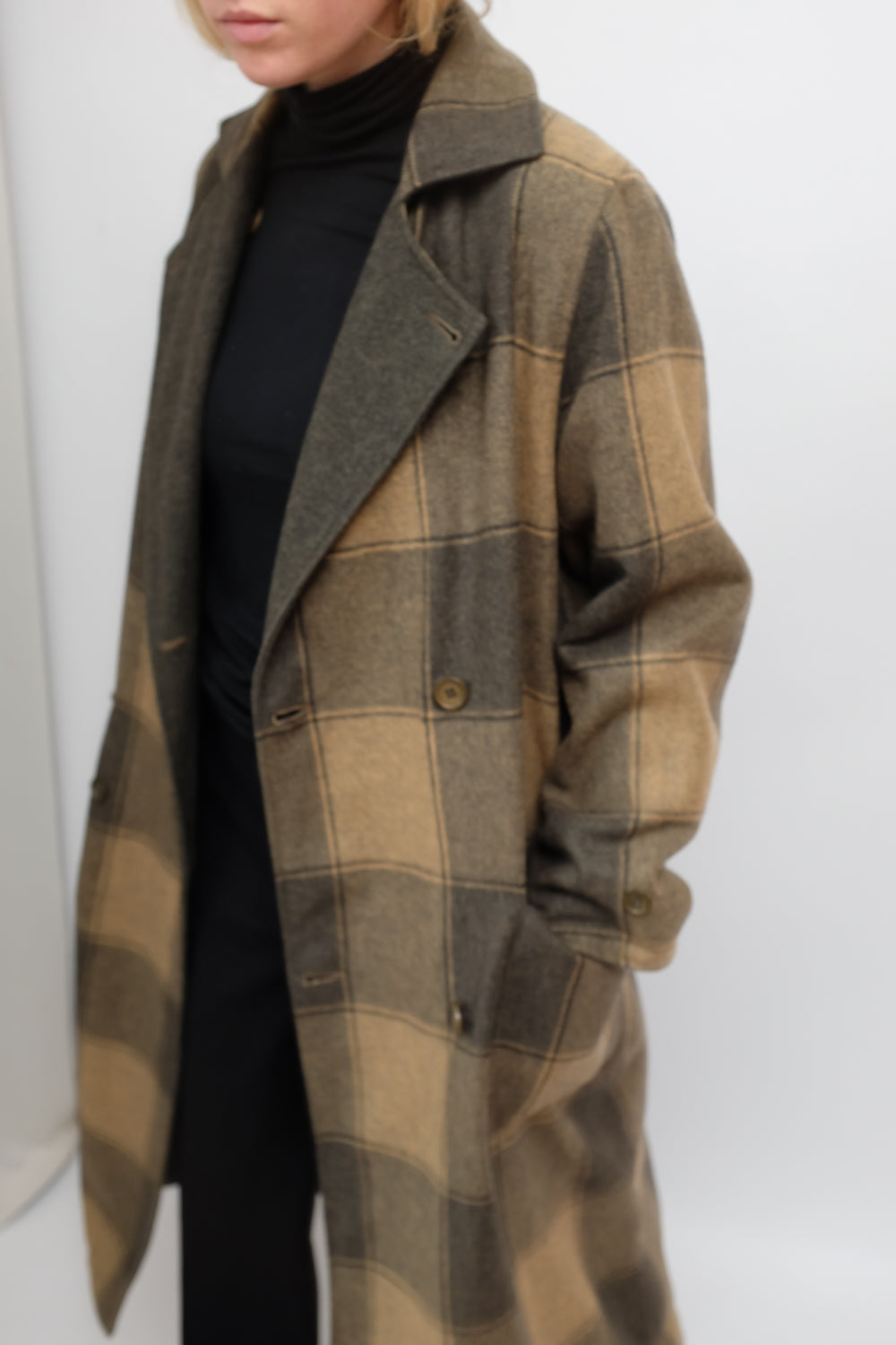 PURE WOOL TARTAN VINTAGE HANDMADE COAT