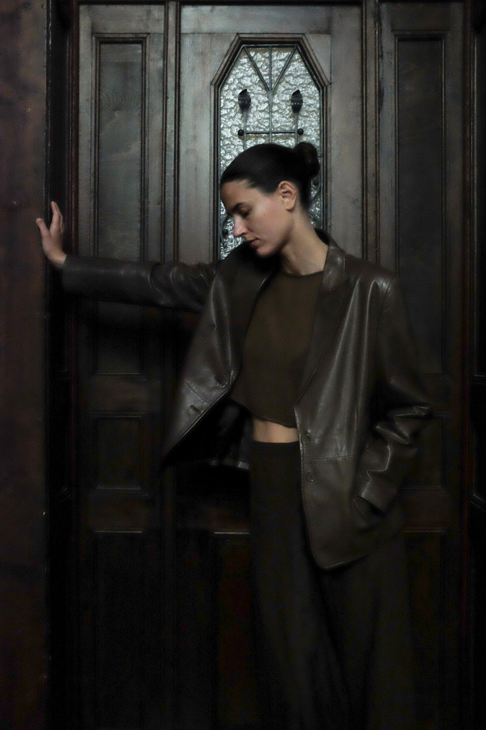 JIL SANDER VINTAGE LONG BROWN SILK SKIRT