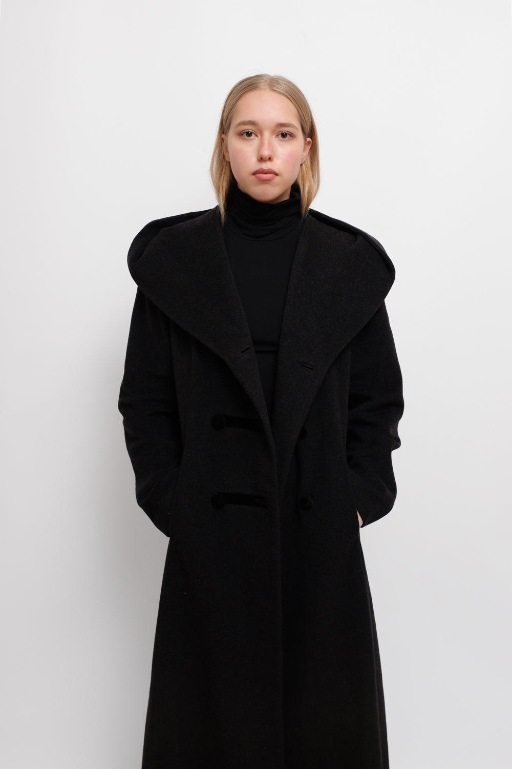 HOODED CASHMERE WOOL LONG COAT