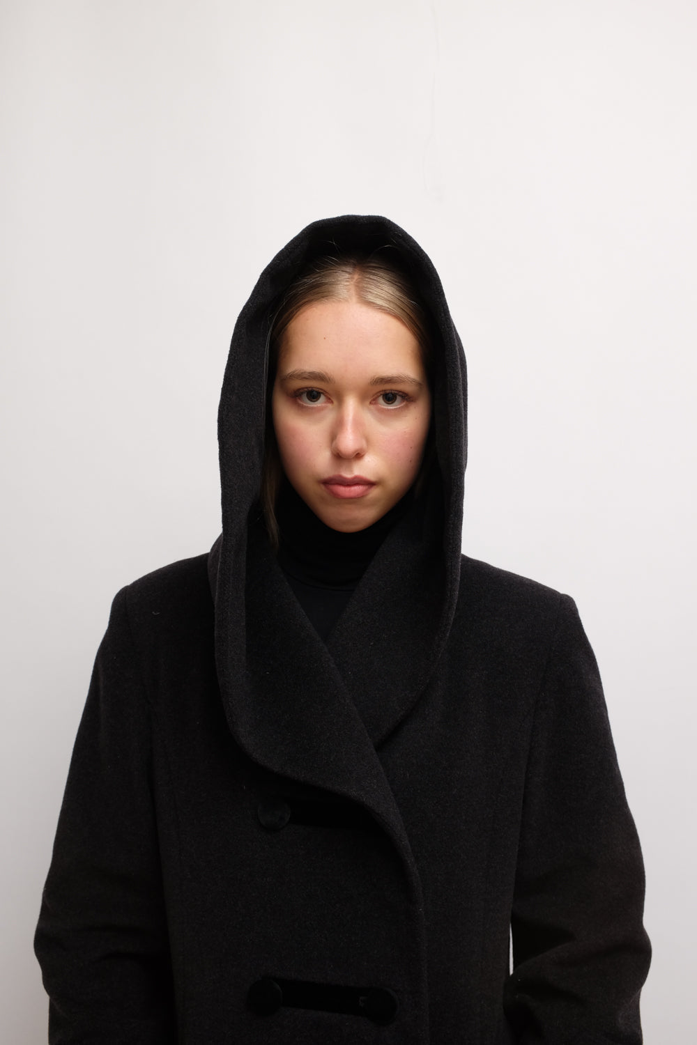 HOODED CASHMERE WOOL LONG COAT