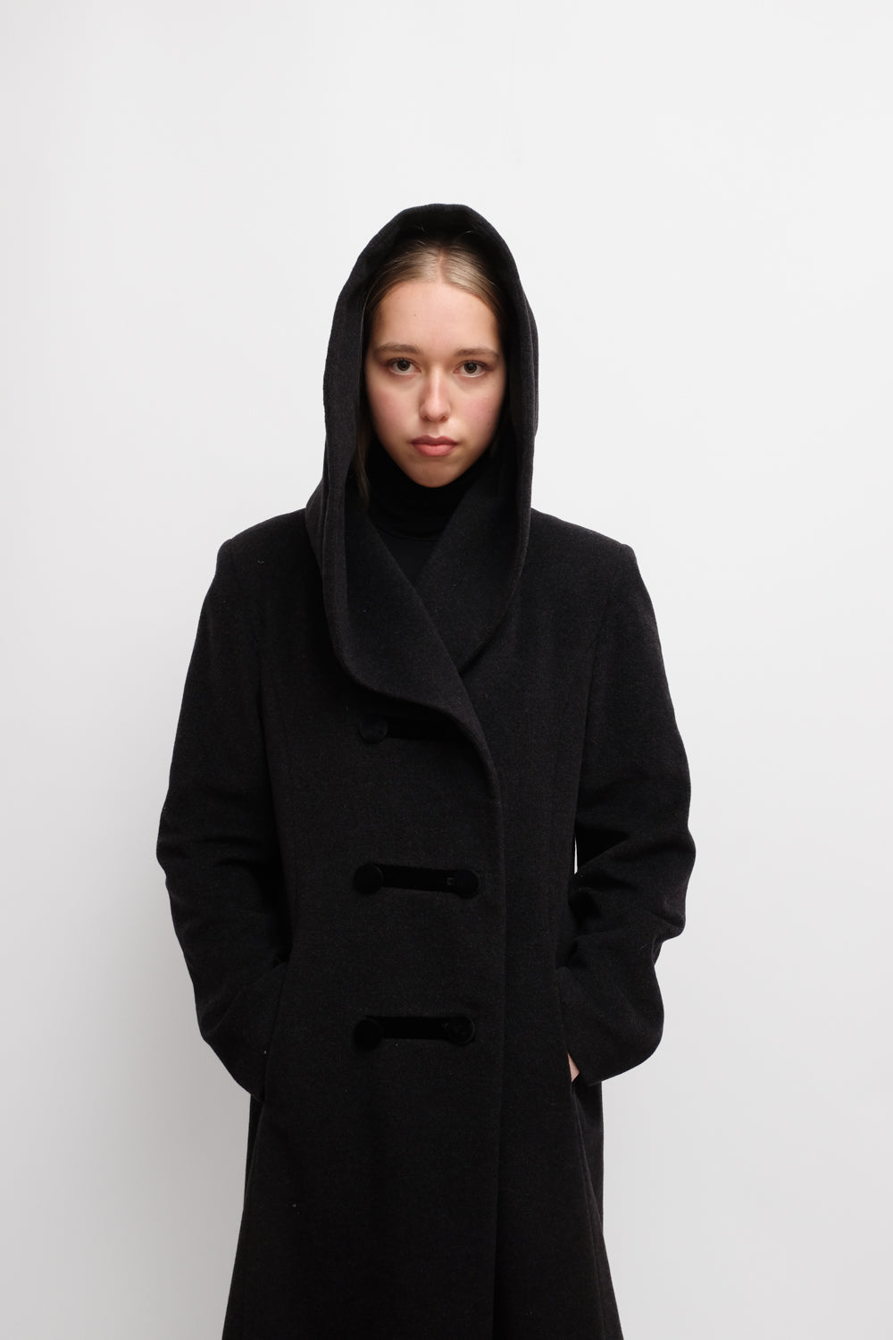 HOODED CASHMERE WOOL LONG COAT