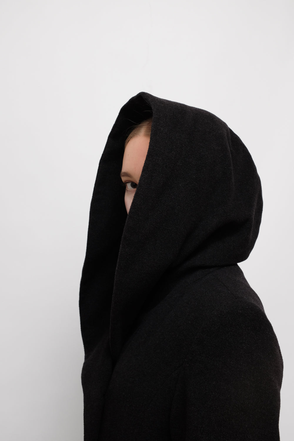 HOODED CASHMERE WOOL LONG COAT