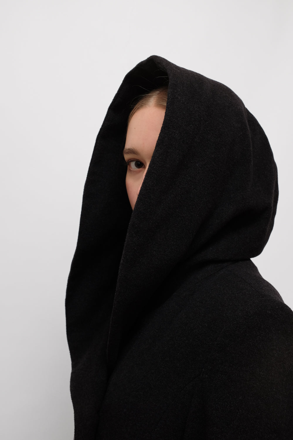 HOODED CASHMERE WOOL LONG COAT