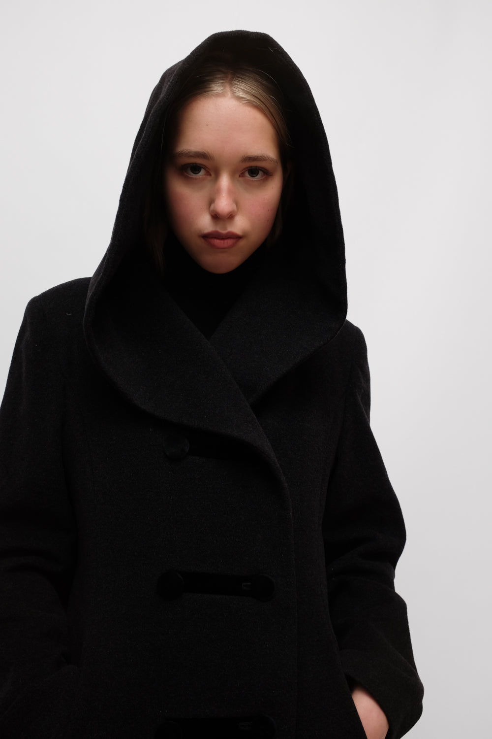 HOODED CASHMERE WOOL LONG COAT