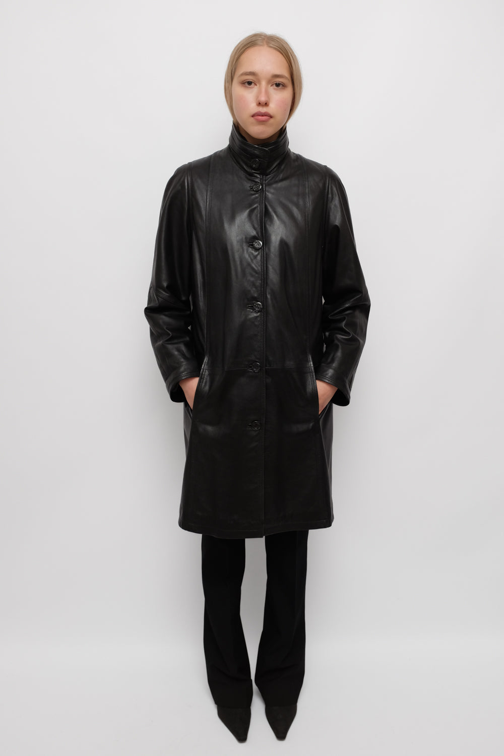 VINTAGE WARM BLACK LEATHER COAT