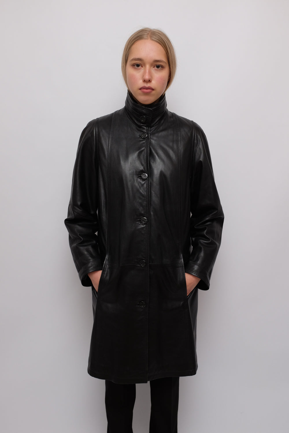 VINTAGE WARM BLACK LEATHER COAT