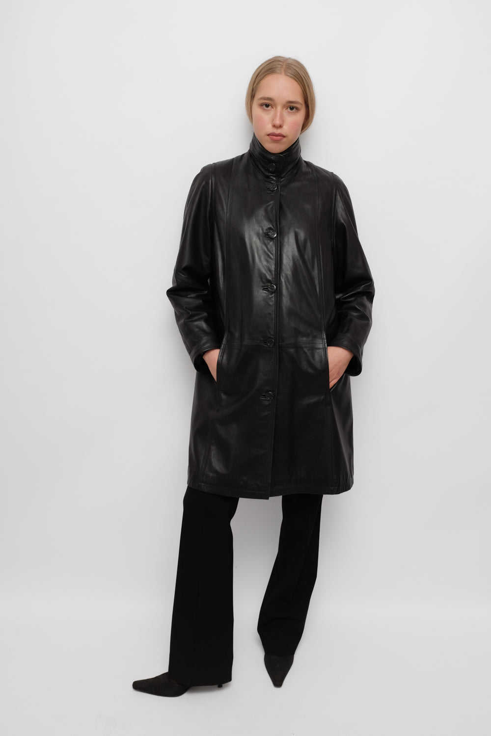 VINTAGE WARM BLACK LEATHER COAT