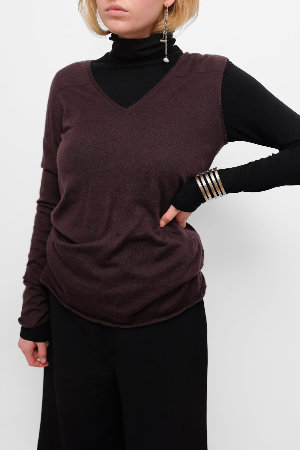 JIL SANDER PURE CASHMERE ONE ARM SWEATER